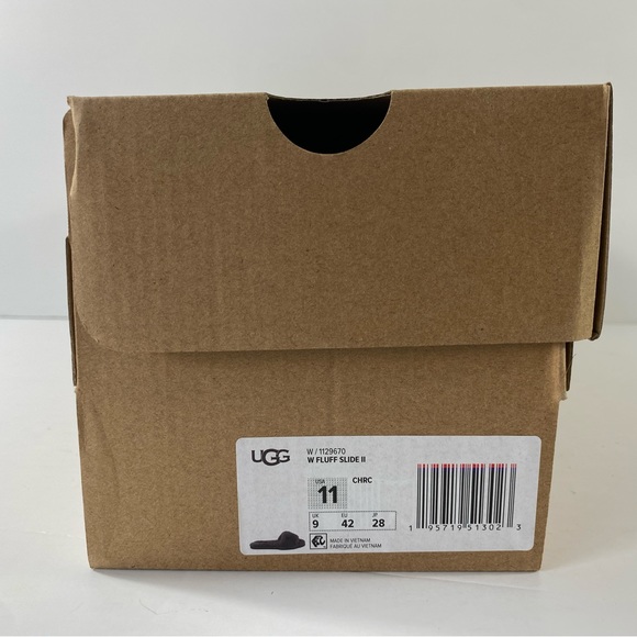 UGG Fluff Slide II Sheepskin Charcoal Slide Slipper - Picture 8 of 8